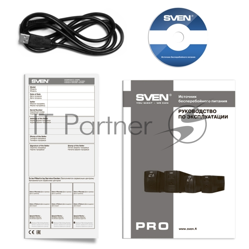 Источник бесперебойного питания SVEN Pro 1000 1000VA/720W USB, RJ-45 (3 EURO)