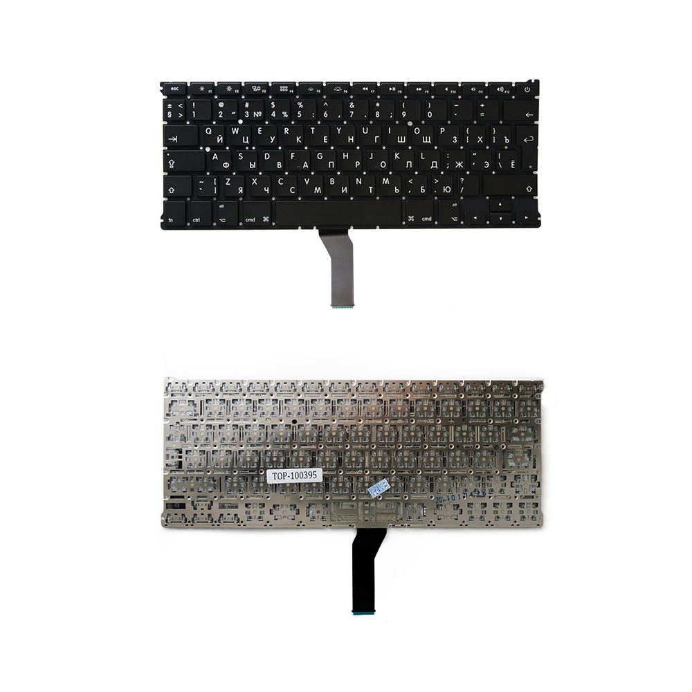 Клавиатура для ноутбука Apple MacBook Air 13" A1369, A1466 Series. Г-образный Enter. Черная, без рамки. MC965, MC966.