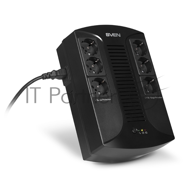 Источник бесперебойного питания SVEN UP-L1000E 1000VA/500W (6 розеток: 3х UPS/сетевой фильтр+3 x сетевой фильтр)