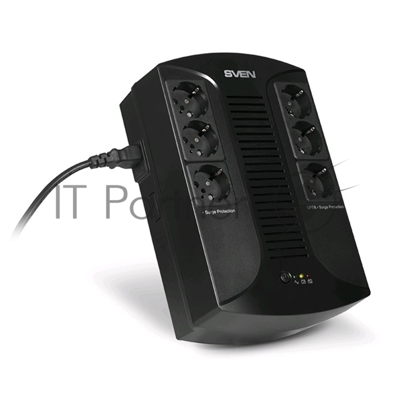 Источник бесперебойного питания SVEN UP-L1000E 1000VA/500W (6 розеток: 3х UPS/сетевой фильтр+3 x сетевой фильтр)