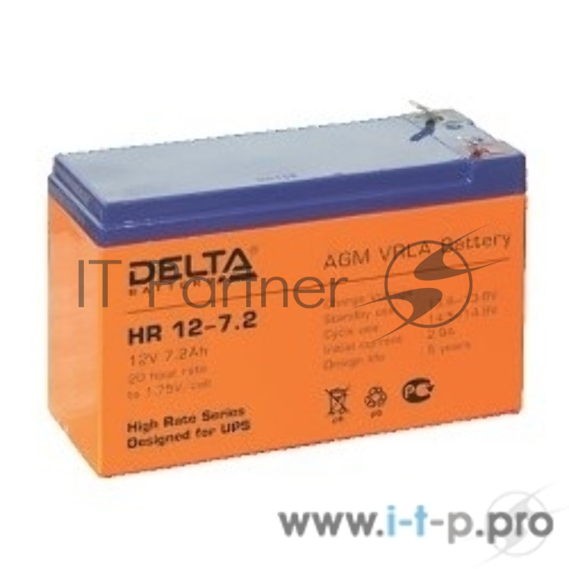 Батарея Delta HR 12-7.2 (12V, 7.2Ah)