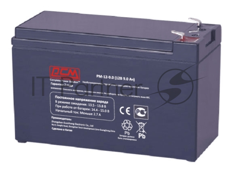 Батарея Powercom PM-12-9.0 (12V 9Ah) клемма T2(250)/T1(187)
