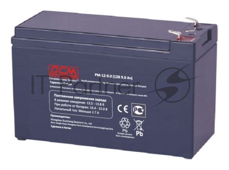 Батарея Powercom PM-12-9.0 (12V 9Ah) клемма T2(250)/T1(187)
