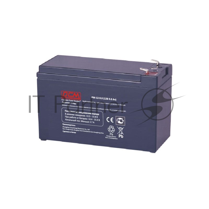 Батарея Powercom PM-12-9.0 (12V 9Ah) клемма T2(250)/T1(187)