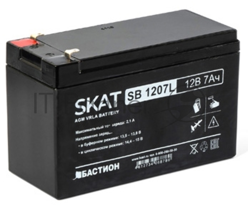 Аккумулятор свинцово-кислотный SKAT SB 1207L SKAT SB 1207L, 12В, 7Ач