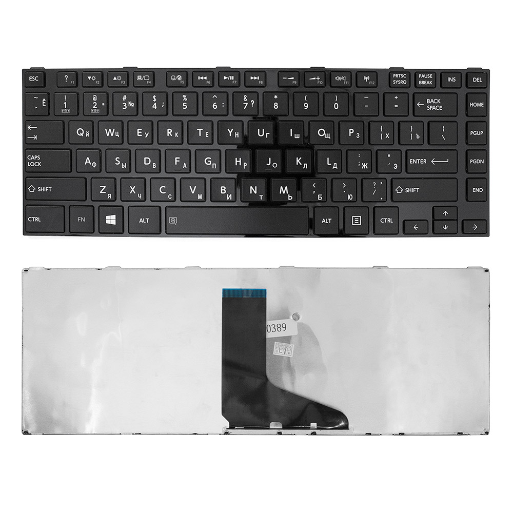 Клавиатура для ноутбука Toshiba Satellite C840, L830, L840, M845 Series. Плоский Enter. Черная, с черной рамкой. 9Z.N7SSQ.001, AEBY3700120.