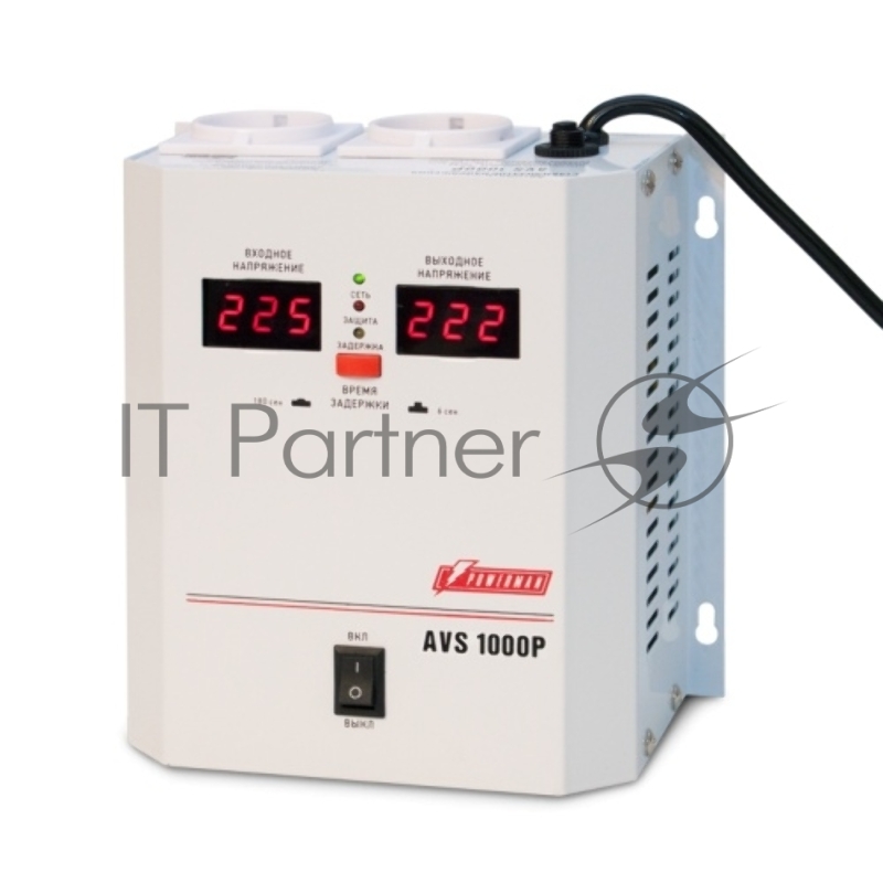 Стабилизатор напряжения Powerman AVS 1000P White (1000ВА,8А,КПД 98%, циф. индикация вх./вых. напряж.)
