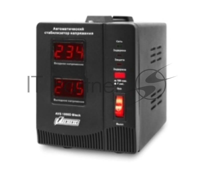 Стабилизатор напряжения Powerman AVS 1000D Black (220В±8% 1000ВА,8А,КПД 98%, циф. индикация вх./вых.)