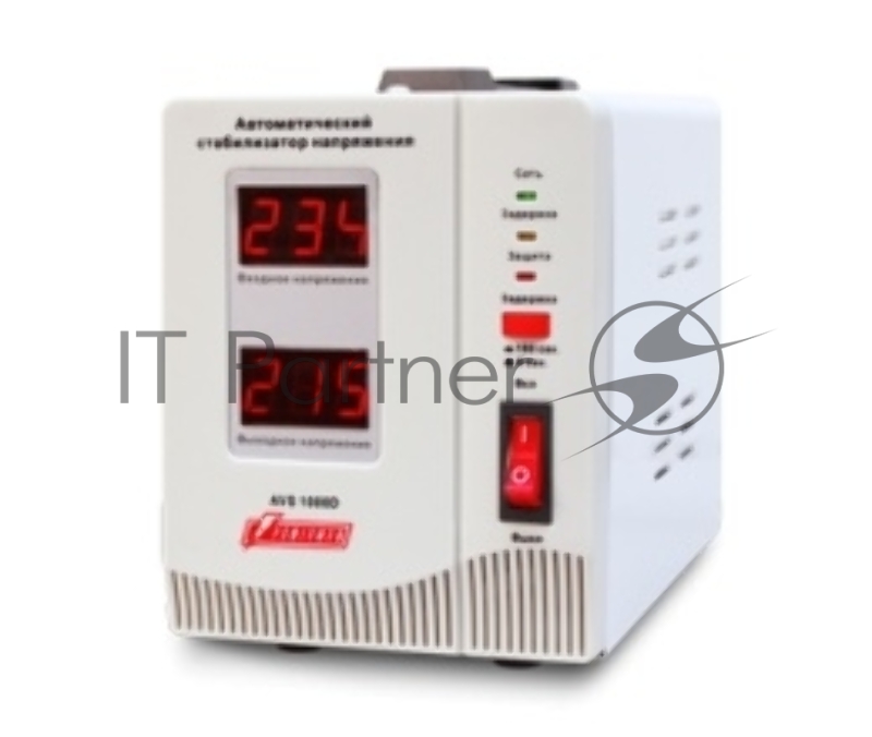 Стабилизатор напряжения Powerman AVS-D Voltage Regulator 1000VA, Digital Indication, 2x Schuko Outlets, 1m Power Cord, 230V, 1 year warranty, White