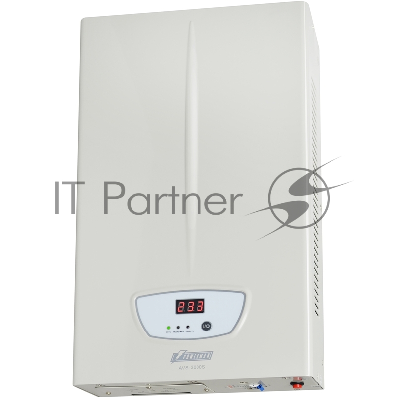 Стабилизатор POWERMAN AVS 3000S, ступенчатый регулятор, цифровые индикаторы уровней напряжения, 3000ВА, 140-260В, максимальный входной ток 20А, клеммная колодка, IP-20, навесного исполнения, 430мм х 250мм х 80мм, 7,16 кг. Stabilizer POWERMAN AVS 3000