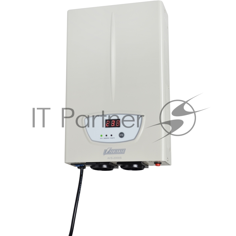 Стабилизатор POWERMAN AVS 2000S, ступенчатый регулятор, цифровые индикаторы уровней напряжения, 2000ВА, 140-260В, максимальный входной ток 15А, 2 евророзетки, IP-20, навесного исполнения, 310мм х 200мм х 68мм, 4,89 кг. Stabilizer POWERMAN AVS 2000S,