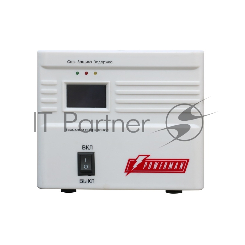 Стабилизатор POWERMAN AVS 500A, ступенчатый регулятор, 500ВА/250Вт, 160-260В, максимальный входной ток 5А, 1 евророзетка, IP-20, напольный, 190мм х 150мм х130мм, 2.11 кг. Stabilizer POWERMAN AVS 500A, step-type regulator, 500VA/250W, 160-260V, maximu
