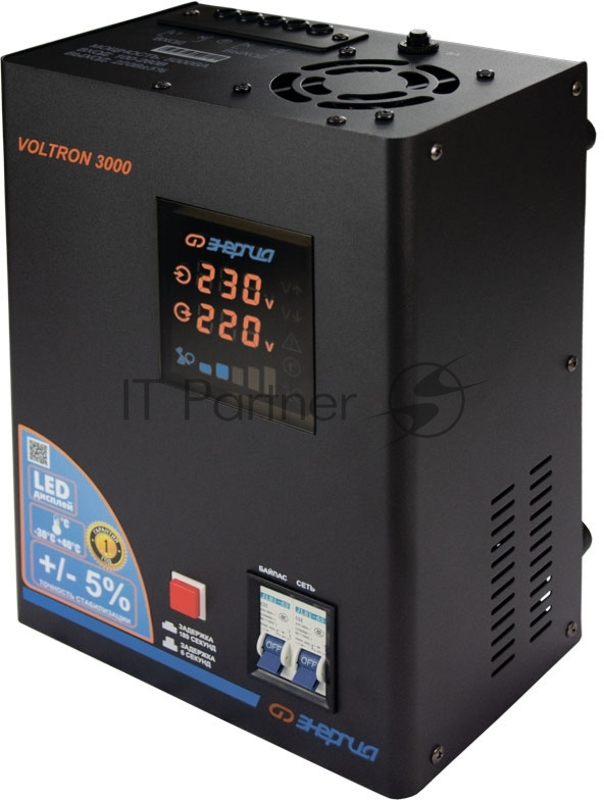 Cтабилизатор ЭНЕРГИЯ VOLTRON 3000 по точности: 105-265В по защите: 95-280В