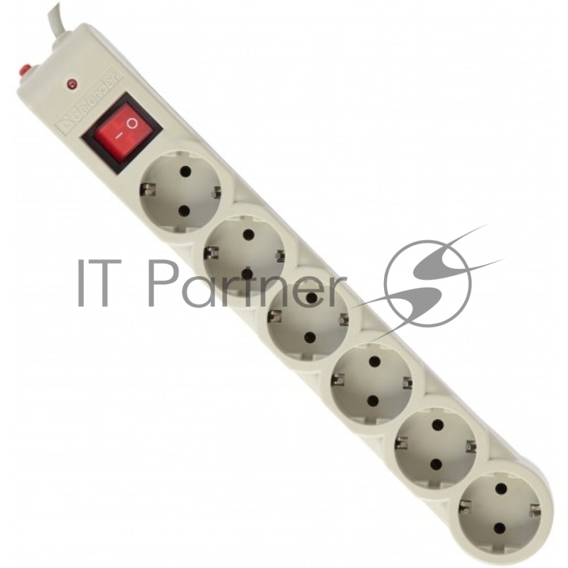 Сетевой фильтр Defender Фильтр DFS-601,1.8м, 6 евророзеток 99406