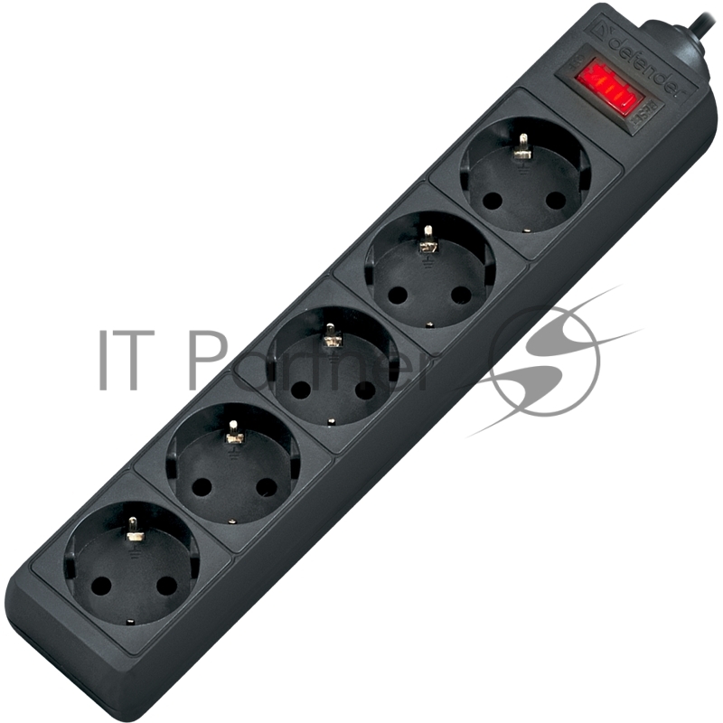 Сетевой фильтр Defender Фильтр ES, 1.8м, 5 розеток, чёрный 99484