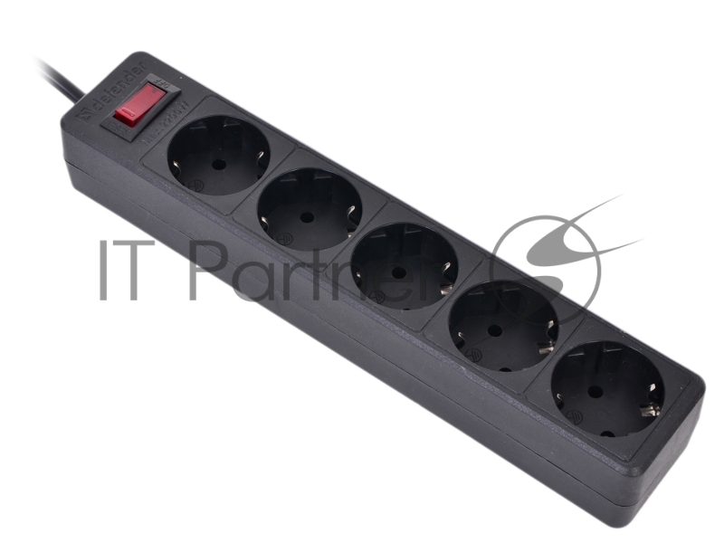 Сетевой фильтр Defender Фильтр ES, 5.0м, 5 розеток, черный 99486