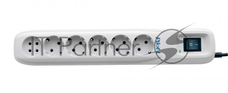 Сетевой фильтр ZIS Pilot L 10м (6 розеток) белый (коробка)