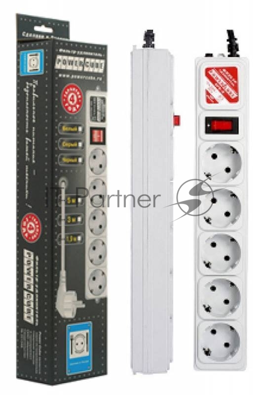 Сетевой фильтр Powercube SPG-B-15 5м (5 розеток) серый (коробка)
