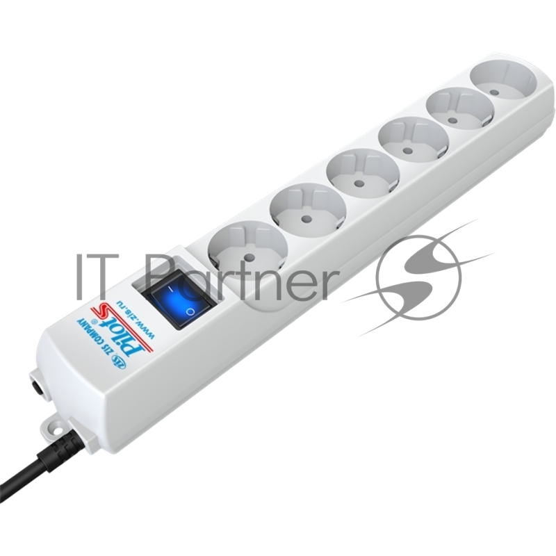 Сетевой фильтр Pilot S 5м (6 розеток) белый (коробка)