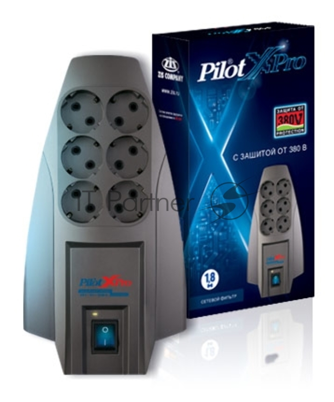 Сетевой фильтр Pilot X-Pro 3м (6 розеток) серый (коробка)
