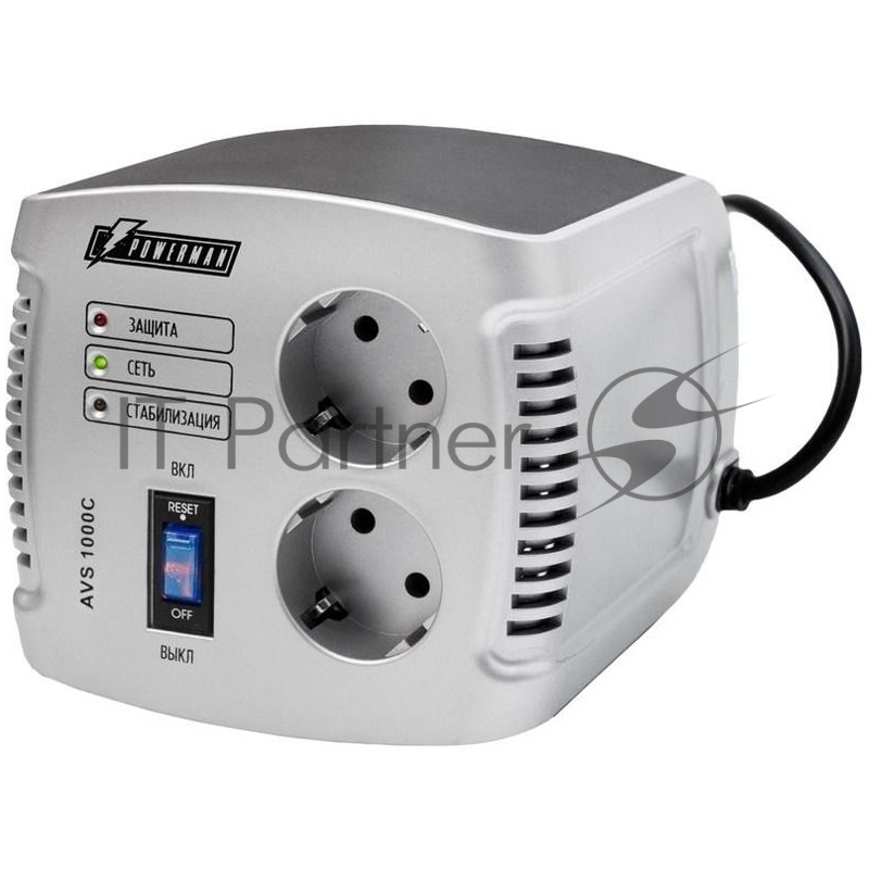 Сетевой фильтр Powerman Стабилизаторы напряжения AVS 1000 C BlackSilver (1000ВА,5А,КПД 98%,без индикации,настольный)