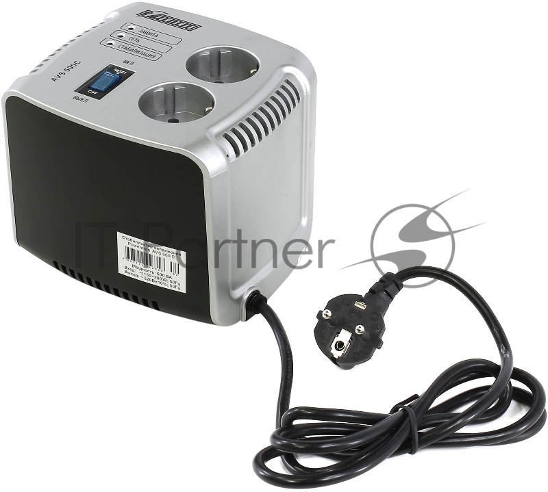 Сетевой фильтр Powerman Стабилизаторы напряжения AVS 500 С BlackSilver (500ВА,5А,КПД 98%,без индикации,настольный)