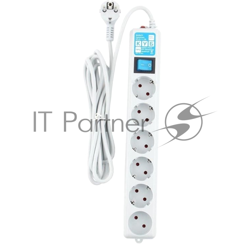 Фильтр-удлинитель PowerCube PRO (SPL(5+1)-16B-P-5М) 5.0 м, LC контур - подавление В/Ч помех, 16А/3,5кВт