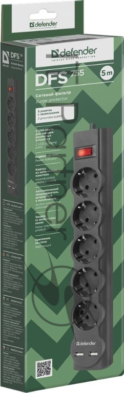 Сетевой фильтр 5M DFS 755 5OUTL. 99755 DEFENDER
