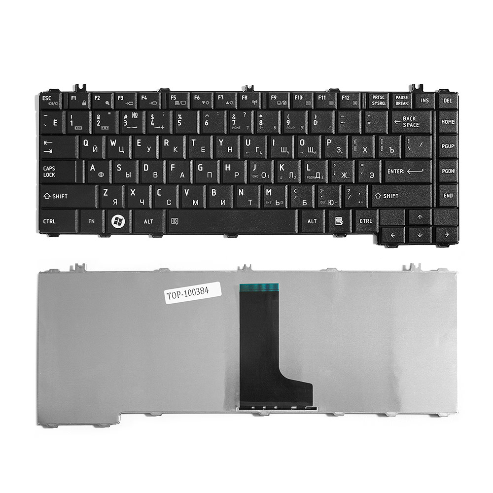 Клавиатура для ноутбука Toshiba Satellite C600, C640, C645, L600, L630 Series. Плоский Enter. Черная, без рамки. NSK-TM1GV, V114226CK1.