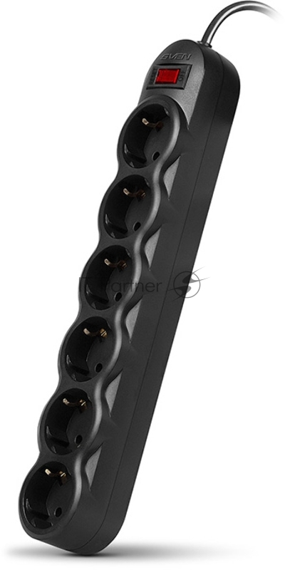 Сетевой фильтр Sven SF-06L 1,8 м (6 розеток) черный