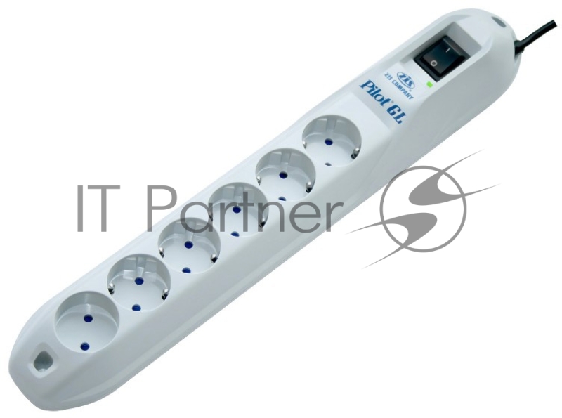Сетевой фильтр ZIS Pilot GL 6 розеток (5 евро + 1 без заземления) 7 м Surge protector Pilot GL 6 outlets (5 euro + 1 without ground) 10A / 2.2kVt, 7m