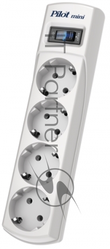 Сетевой фильтр Pilot mini 1.8м (4 розетки) белый (коробка)