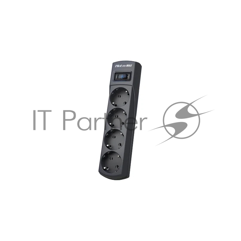 Сетевой фильтр ZIS (Pilot) m Max 4 розетки (евро с заземлением), 15А/3.3кВа, автомат, 1.8 м, серый графит Surge protector Pilot m Max 4 euro outlets, 15А/3.3кВа, 1.8m