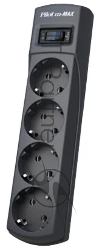 Сетевой фильтр ZIS Pilot m Max 4 розетки (евро с заземлением), 15А/3.3кВа, автомат, 3 м, черный Surge protector Pilot m Max 4 euro outlets, 15А/3.3кВа, 3m, black