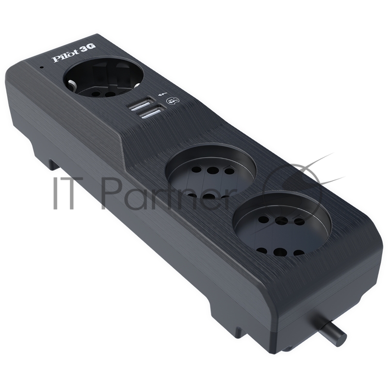 Сетевой фильтр Surge protector Pilot 3G 3xGP euro outlets, 10А/2.2кВа, 2xUSB, 7m, black