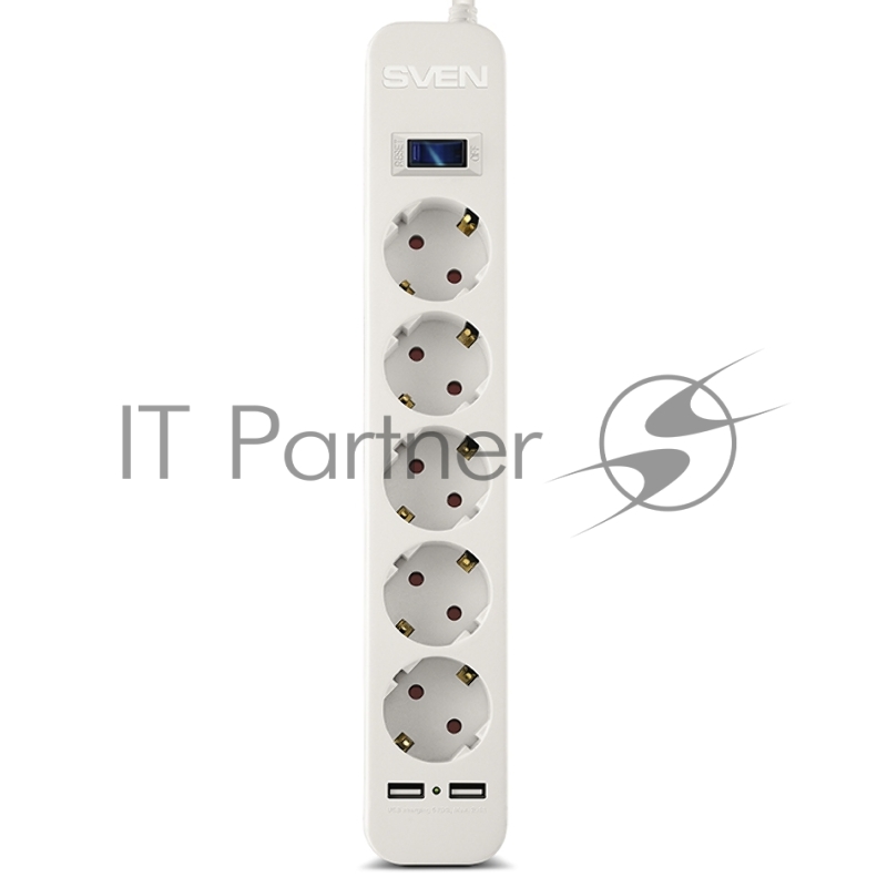 Фильтр SVEN SF-05LU 1,8 м (5 евро розеток,2 USB) белый, цветная коробка Surge protector SVEN SF-05LU 1,8 м (5 евро розеток,2 USB) белый, цветная коробка