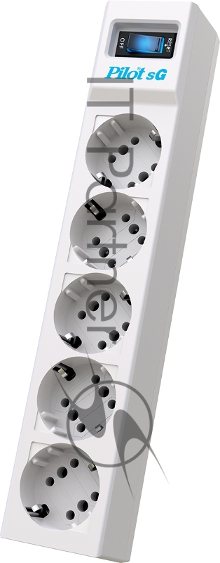 Сетевой фильтр ZIS PILOT Surge protector Pilot SG5 5 outlets (GP), 10A / 2.2kVt, automatic circuit-breaker, 7 m