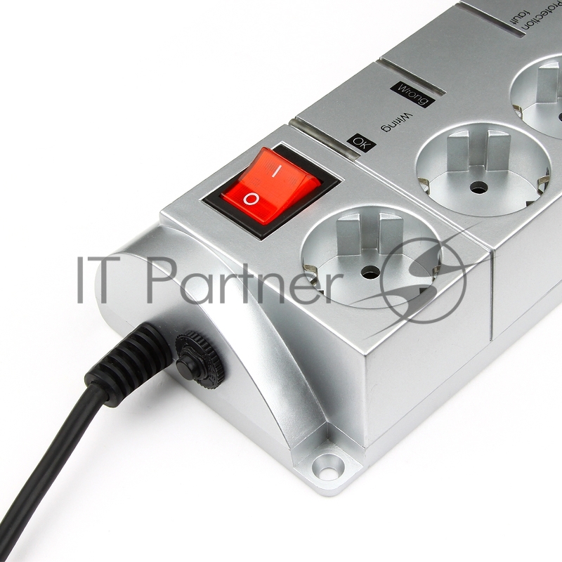 Сетевой фильтр Energenie SISN-BLACK-10 3м, 10А, серебристый