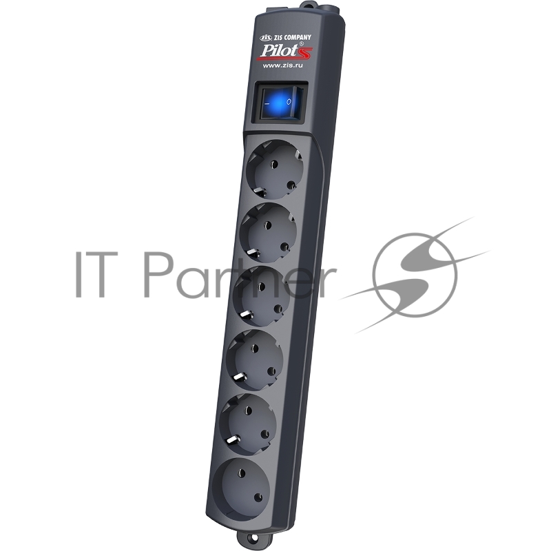 Сетевой фильтр Pilot S 6 розеток (5 евро + 1 без заземления) 1.8 м, графит