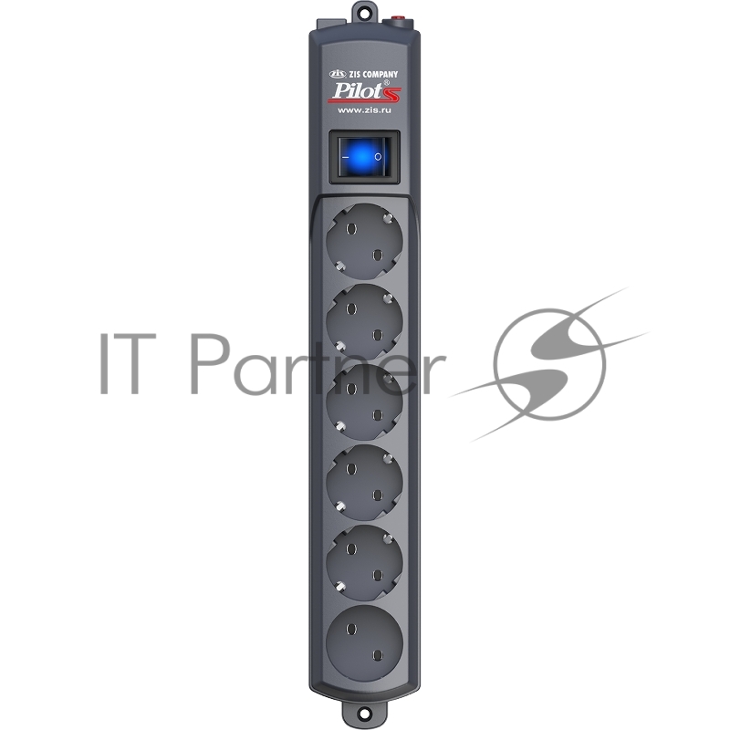 Сетевой фильтр Pilot S 6 розеток (5 евро + 1 без заземления) 1.8 м, графит