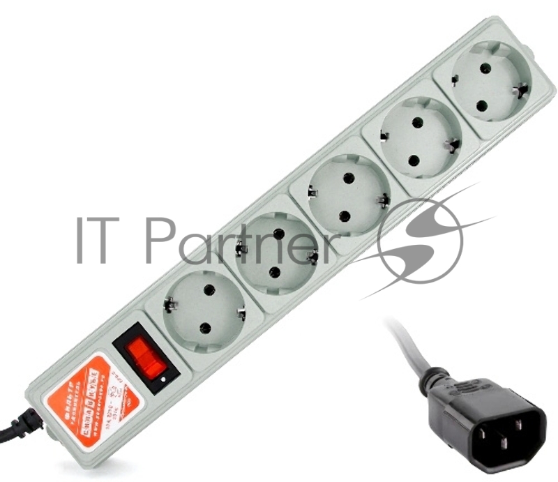 Фильтр-удлинитель Power Cube 0,5 м д/подкл. к UPS (С14), 5 розеток (серый) 10А/2,2кВт Surge protector Power Cube 0.5 m, 5 outlets (GRAY) 10A / 2.2kVt, C14 input