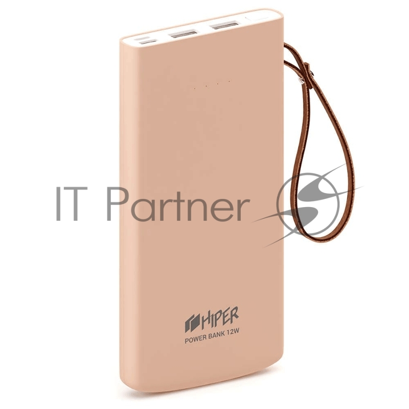 Аккумулятор HIPER Внешний аккумулятор HIPER TRAVEL 10K Li-Pol 10000 mAh Soft-touch 3A+3A 2xUSB 1xType-C персиковый