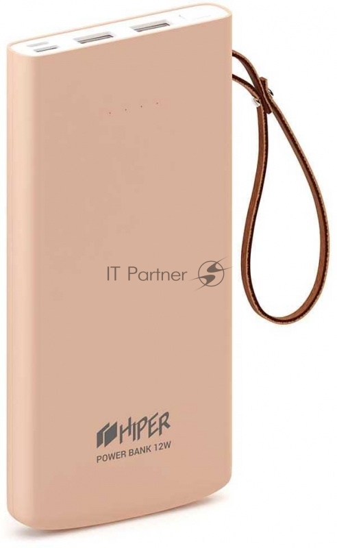 Аккумулятор HIPER Внешний аккумулятор HIPER TRAVEL 10K Li-Pol 10000 mAh Soft-touch 3A+3A 2xUSB 1xType-C персиковый