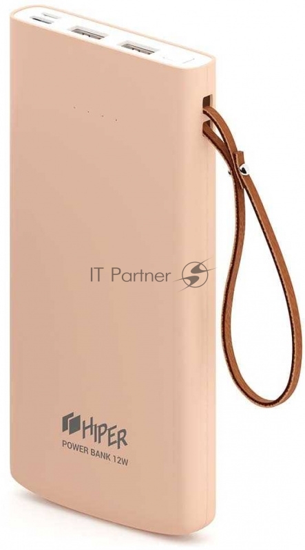 Аккумулятор HIPER Внешний аккумулятор HIPER TRAVEL 10K Li-Pol 10000 mAh Soft-touch 3A+3A 2xUSB 1xType-C персиковый