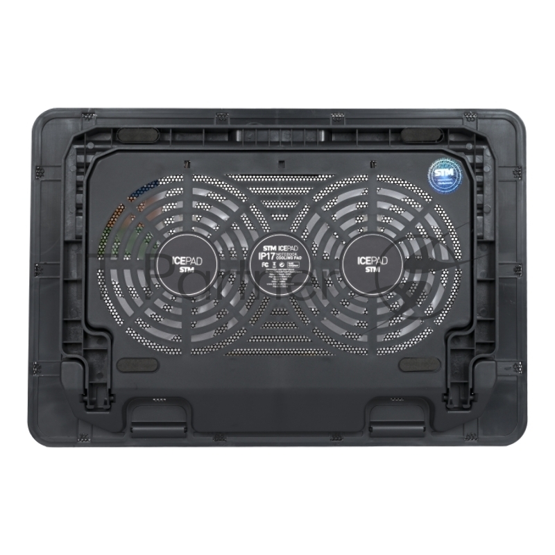 Подставка для ноутбука STM IP17 STM Laptop Cooling IP17 Black (17,3, 2x(125x125), 2x2 LED backlight, Black plastic+metal mesh, 3 types height adjustable )