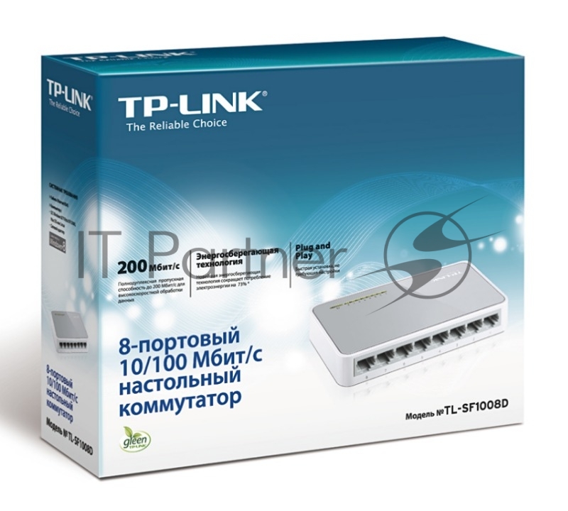 Коммутатор TP-Link SOHO TL-SF1008D Коммутатор 8-port 10/100M mini Desktop Switch, 8 10/100M RJ45 ports, Plastic case