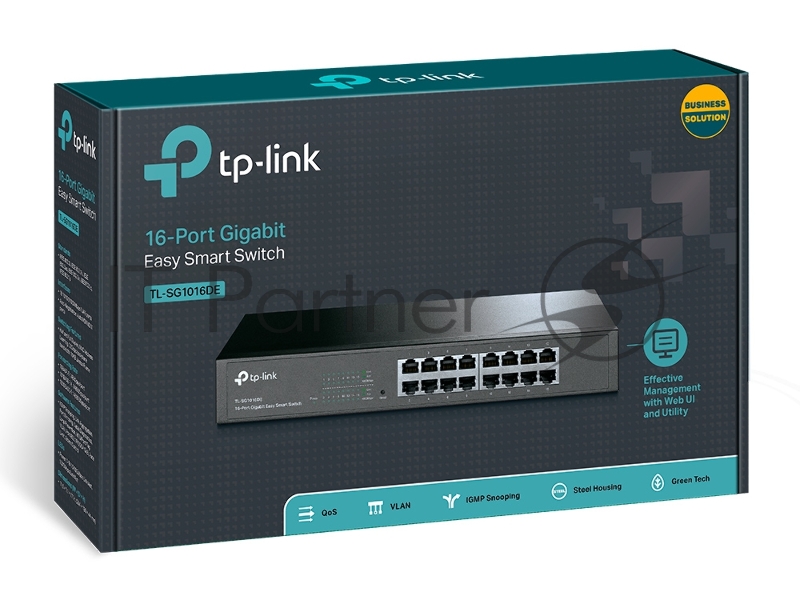 Сетевой коммутатор TP-Link SMB TL-SG1016DE 16-Port Gigabit Easy Smart Switch, 16 10/100/100Mbps RJ45 ports, MTU/Port/Tag-based VLAN, QoS, IGMP Snooping
