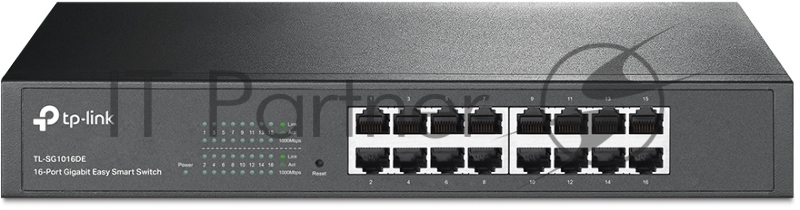 Сетевой коммутатор TP-Link SMB TL-SG1016DE 16-Port Gigabit Easy Smart Switch, 16 10/100/100Mbps RJ45 ports, MTU/Port/Tag-based VLAN, QoS, IGMP Snooping