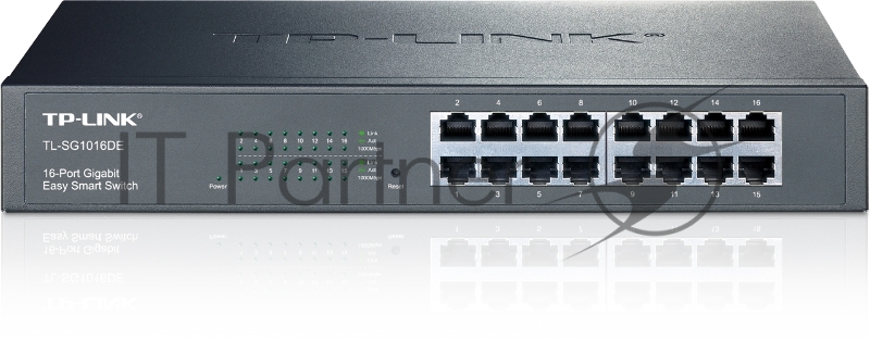 Сетевой коммутатор TP-Link SMB TL-SG1016DE 16-Port Gigabit Easy Smart Switch, 16 10/100/100Mbps RJ45 ports, MTU/Port/Tag-based VLAN, QoS, IGMP Snooping