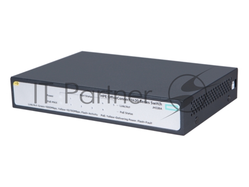 Коммутатор HP JH328A HPE 1420 5G PoE+ Switch( Unmanaged, 5*10/100/1000 Poe+ 32W, QoS, Fanless)